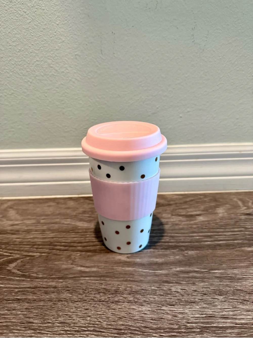 Target White Polka Dot Travel Mug NWT